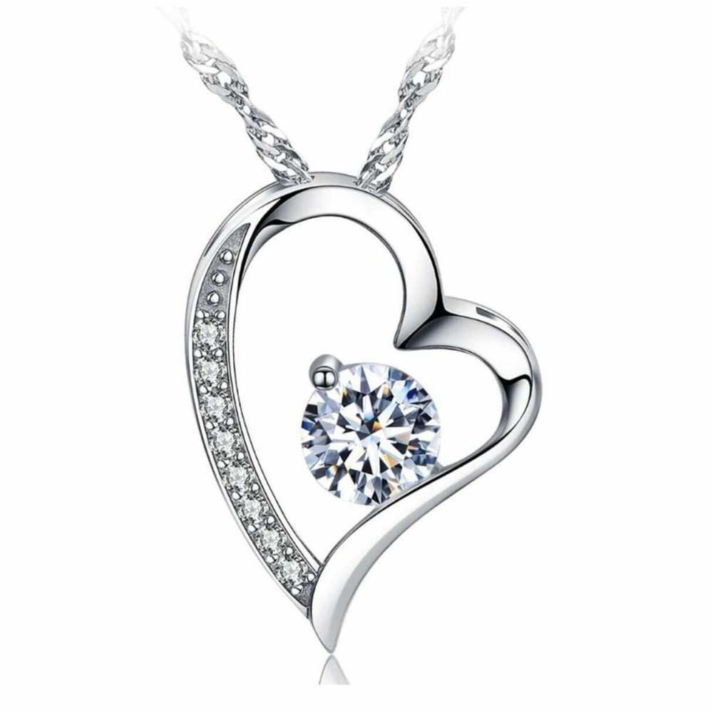 NEW 14k Gold Plated Sterling Silver Heart Necklace Wife Girlfriend Fiancé Gift
